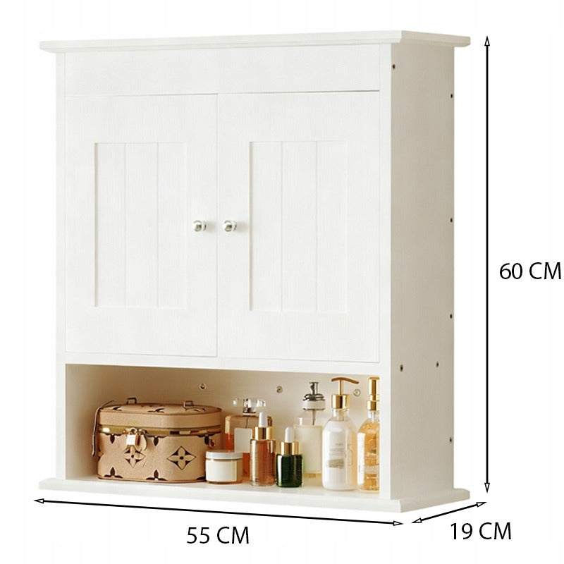 Szafka łazienkowa wisząca biała 2-drzwiowa skandynawski ścienna półki loft