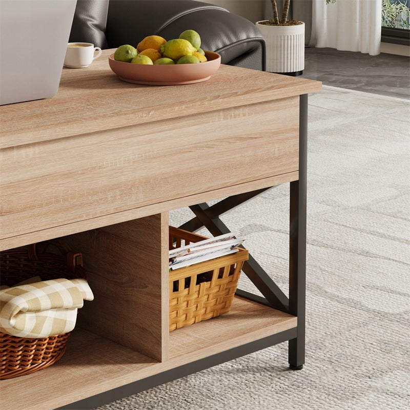 Ława stolik drewniany kawowy loft rozkładany podnoszony schowek brąz 100 cm