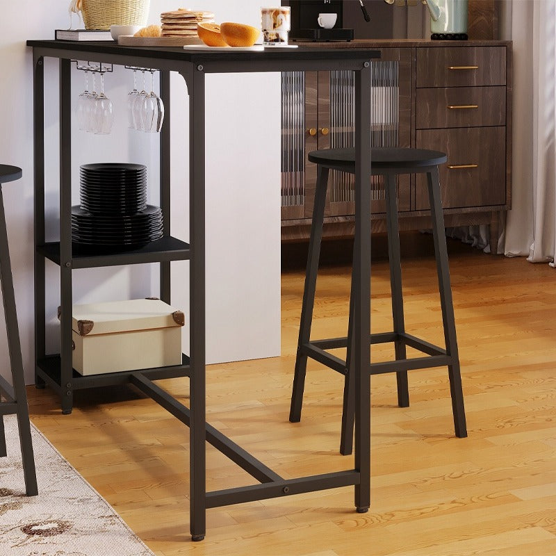 Zestaw barowy - stół + 2 krzesła (stołki) – czarny – styl loft