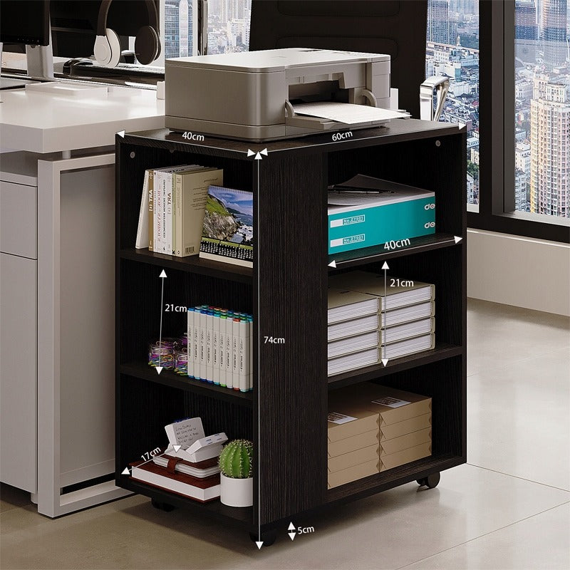 Wielofunkcyjny stolik pod drukarkę regał na kółkach półka szafka czarna