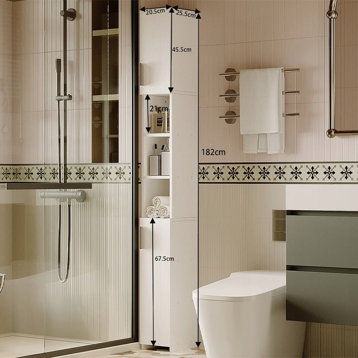 Regał łazienkowy stojący szafa biały loft szafka półka słupek wysoki wąski